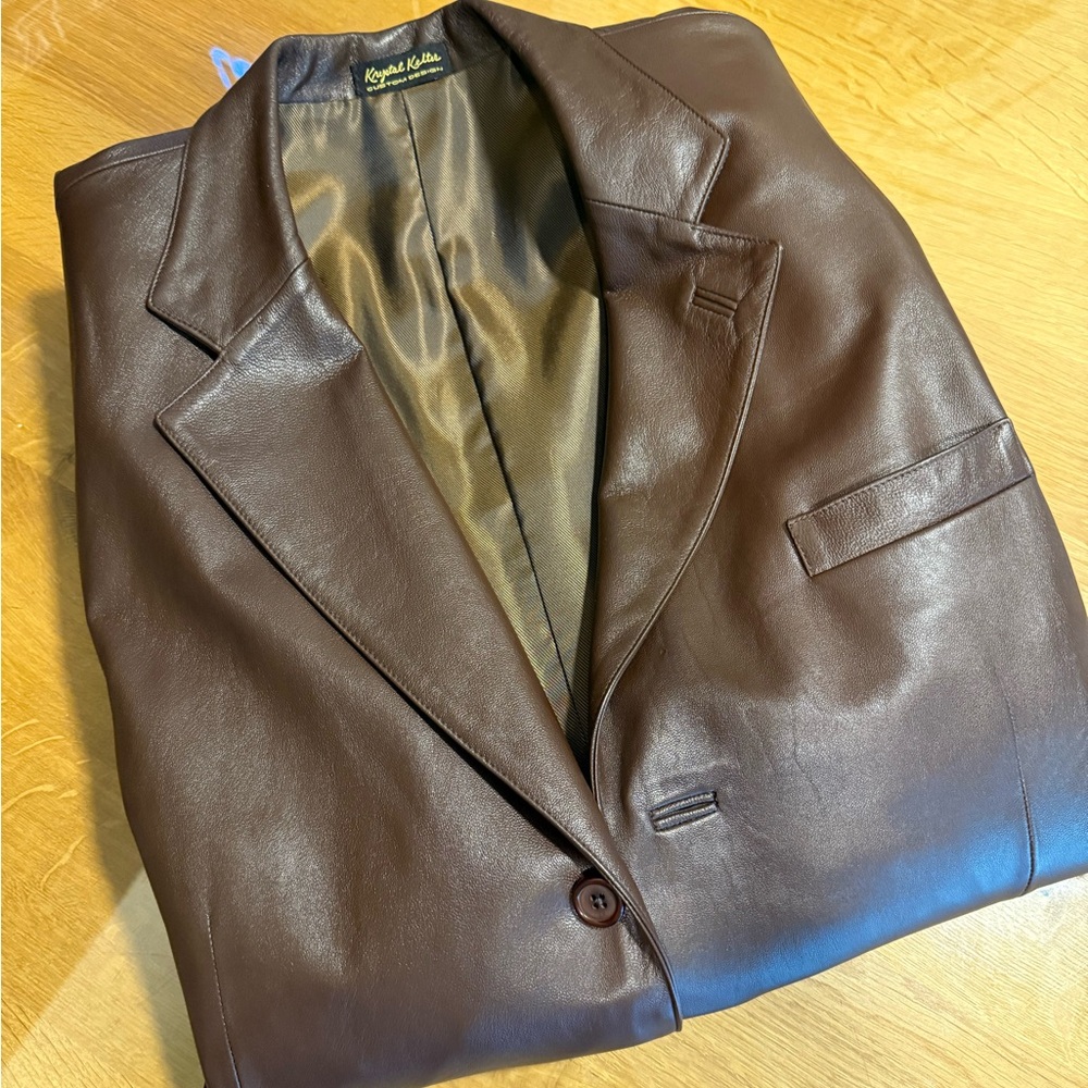 Krystal Keltra~Men’s Brown Leather Jacket